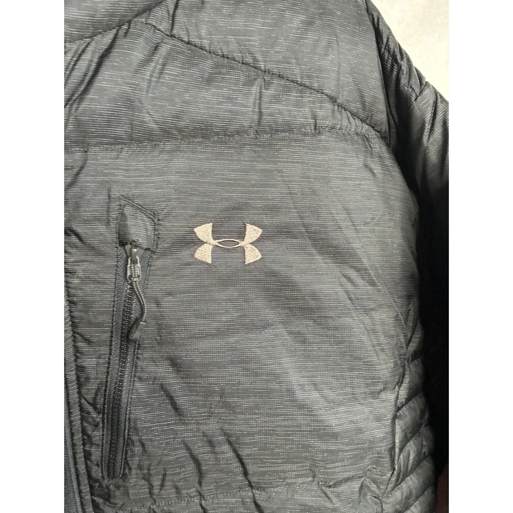 Under Armour ColdGear Pertex Quantum Hooded Puffer Jacket Black Mens XL 8229